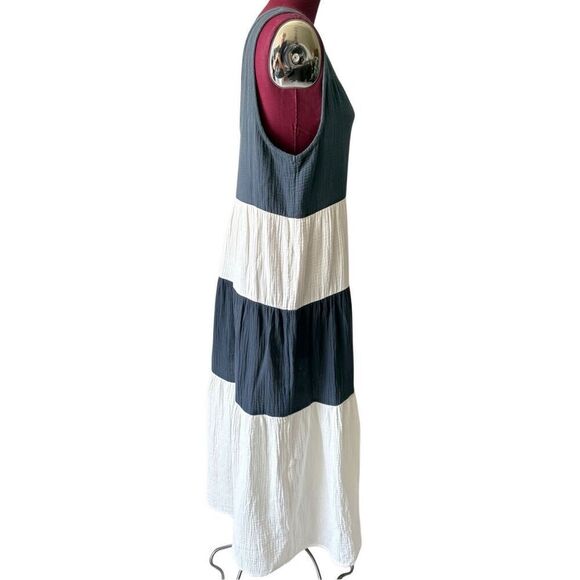 Marine Layer Corinne Maxi Dress Size M Colorblock White Gray Sleeveless - Picture 7 of 8